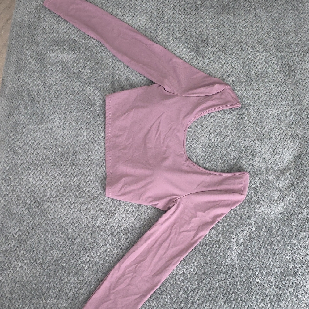 HALARA Mauve Long Sleeve Crop Top With Built In Bra